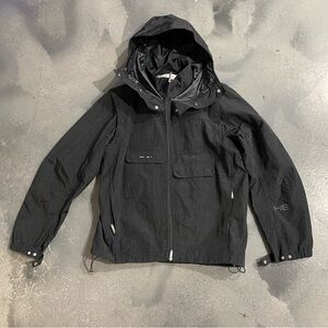 Heliot Emil Track Nylon Jacket with Removable Hood Sz XL Mens Black